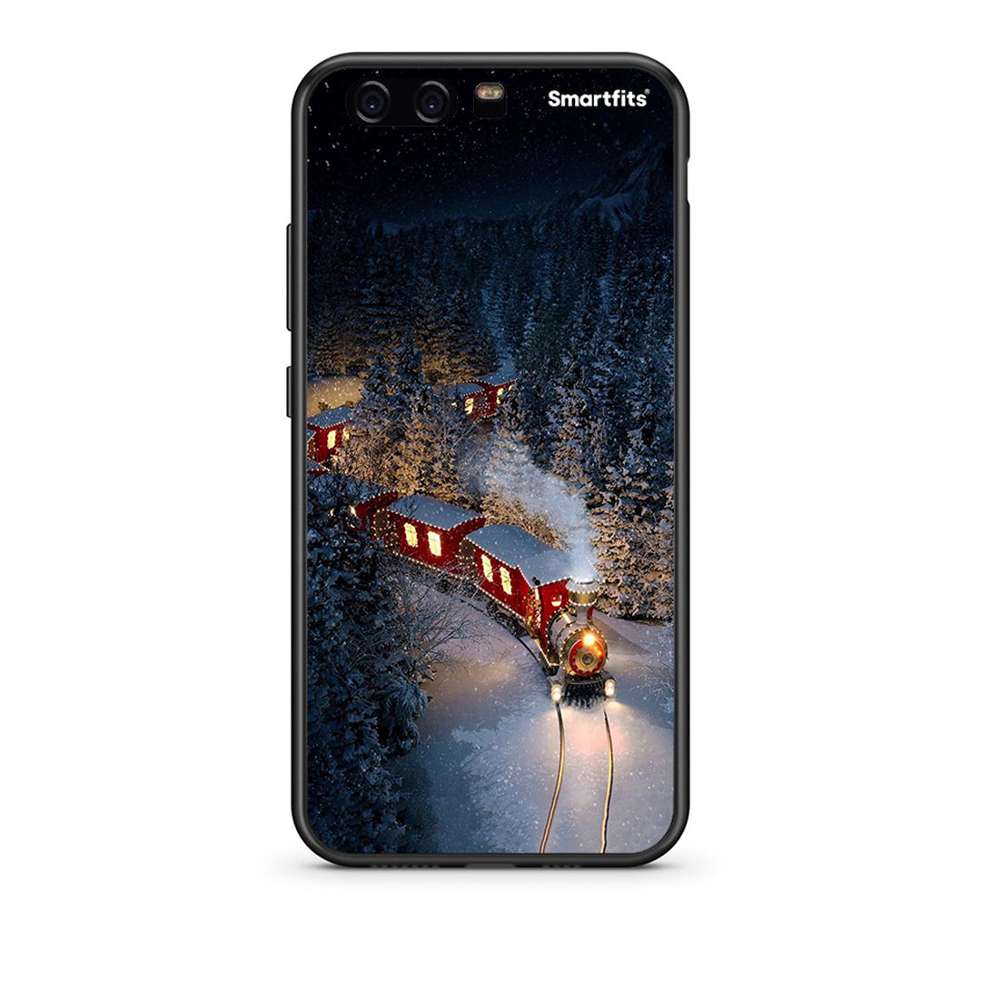 huawei p10 Xmas Train θήκη από τη Smartfits με σχέδιο στο πίσω μέρος και μαύρο περίβλημα | Smartphone case with colorful back and black bezels by Smartfits