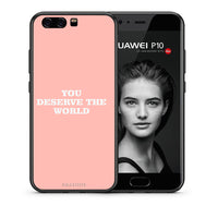 Thumbnail for Θήκη Αγίου Βαλεντίνου Huawei P10 Lite You Deserve The World από τη Smartfits με σχέδιο στο πίσω μέρος και μαύρο περίβλημα | Huawei P10 Lite You Deserve The World case with colorful back and black bezels
