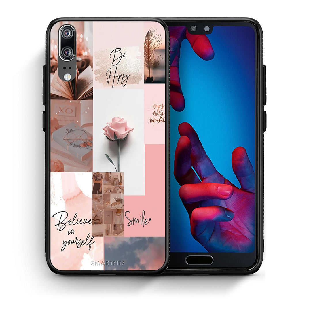 Θήκη Huawei P20 Aesthetic Collage από τη Smartfits με σχέδιο στο πίσω μέρος και μαύρο περίβλημα | Huawei P20 Aesthetic Collage case with colorful back and black bezels