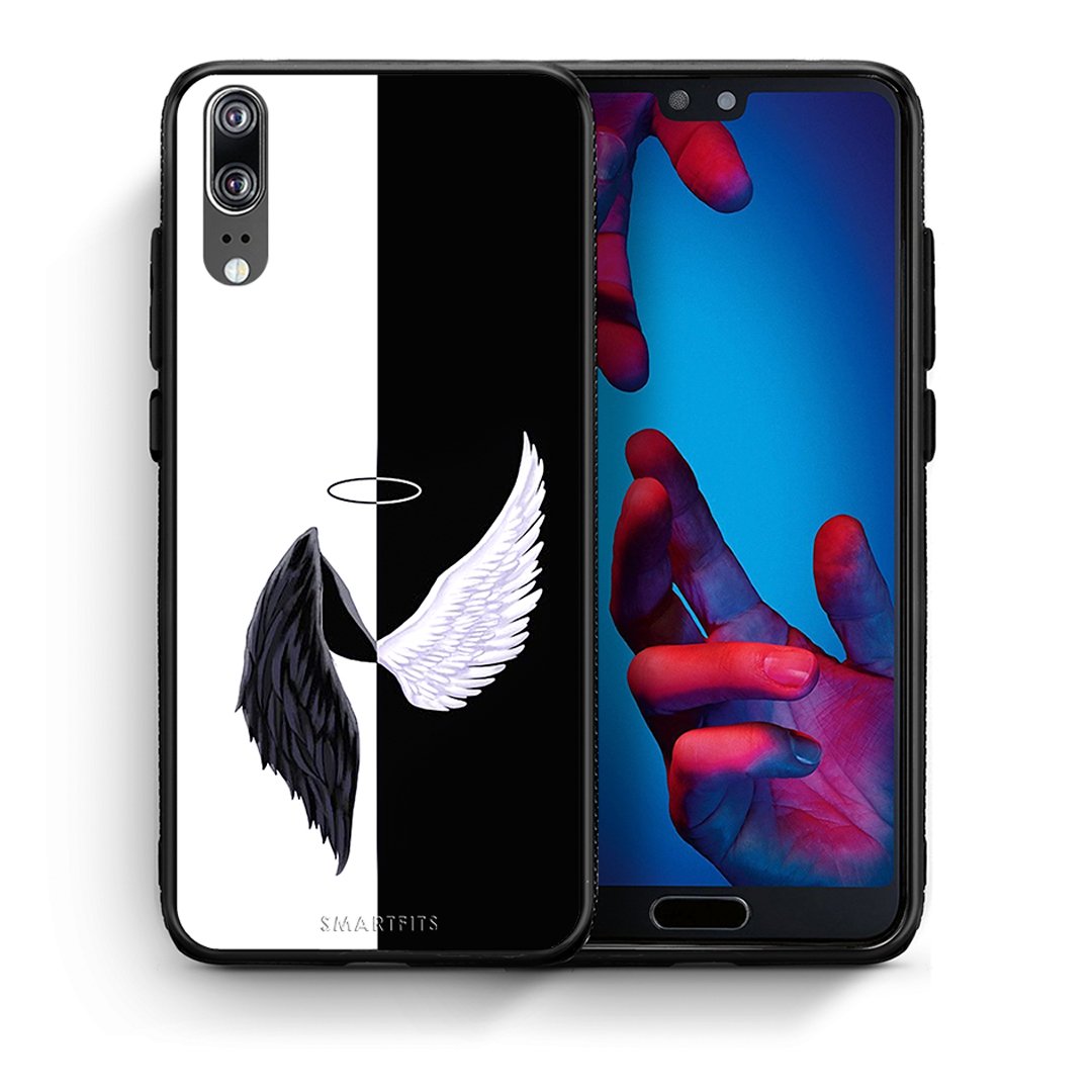 Θήκη Huawei P20 Angels Demons από τη Smartfits με σχέδιο στο πίσω μέρος και μαύρο περίβλημα | Huawei P20 Angels Demons case with colorful back and black bezels