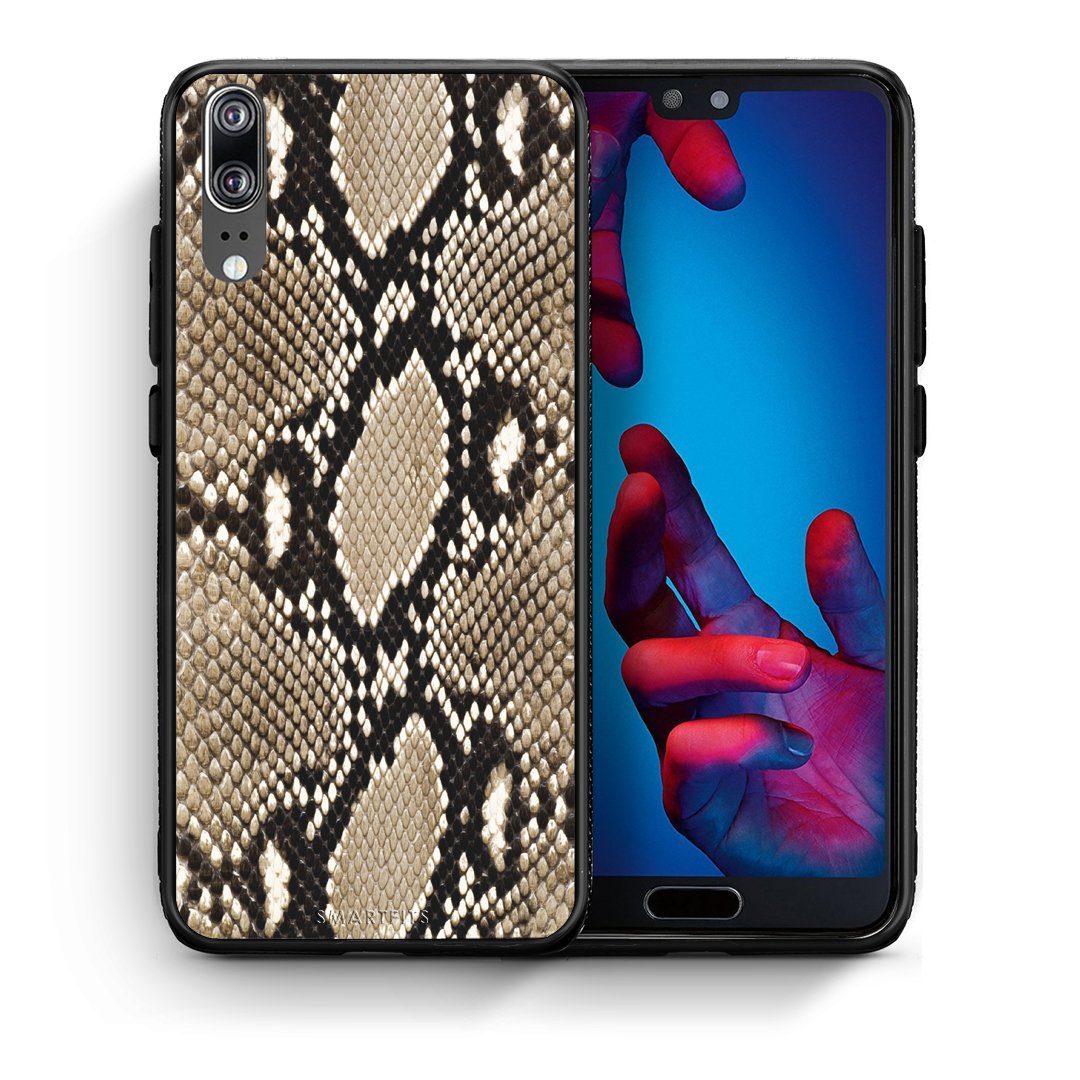 Θήκη Huawei P20 Fashion Snake Animal από τη Smartfits με σχέδιο στο πίσω μέρος και μαύρο περίβλημα | Huawei P20 Fashion Snake Animal case with colorful back and black bezels