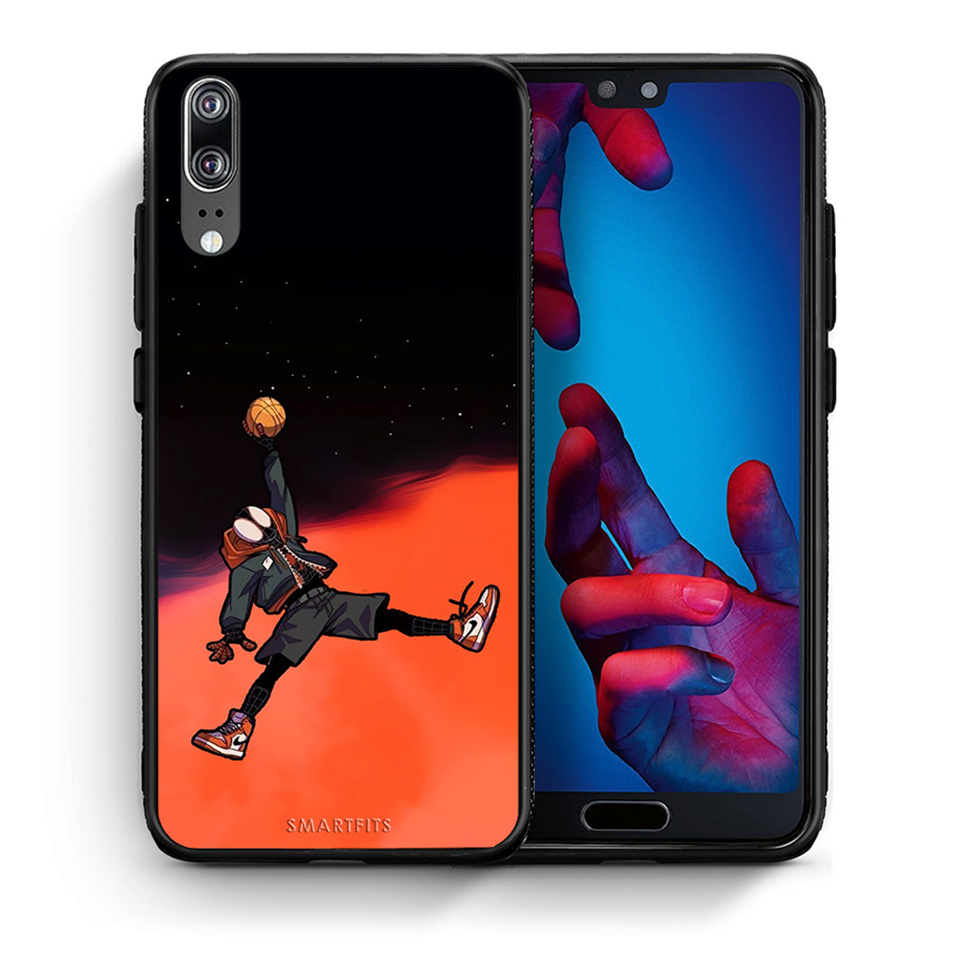 Θήκη Huawei P20 Basketball Hero από τη Smartfits με σχέδιο στο πίσω μέρος και μαύρο περίβλημα | Huawei P20 Basketball Hero case with colorful back and black bezels