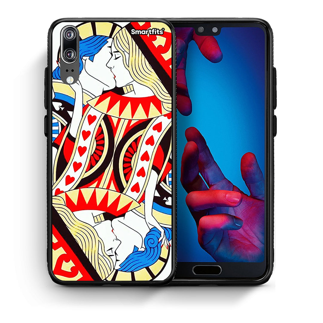 Θήκη Huawei P20 Card Love από τη Smartfits με σχέδιο στο πίσω μέρος και μαύρο περίβλημα | Huawei P20 Card Love case with colorful back and black bezels