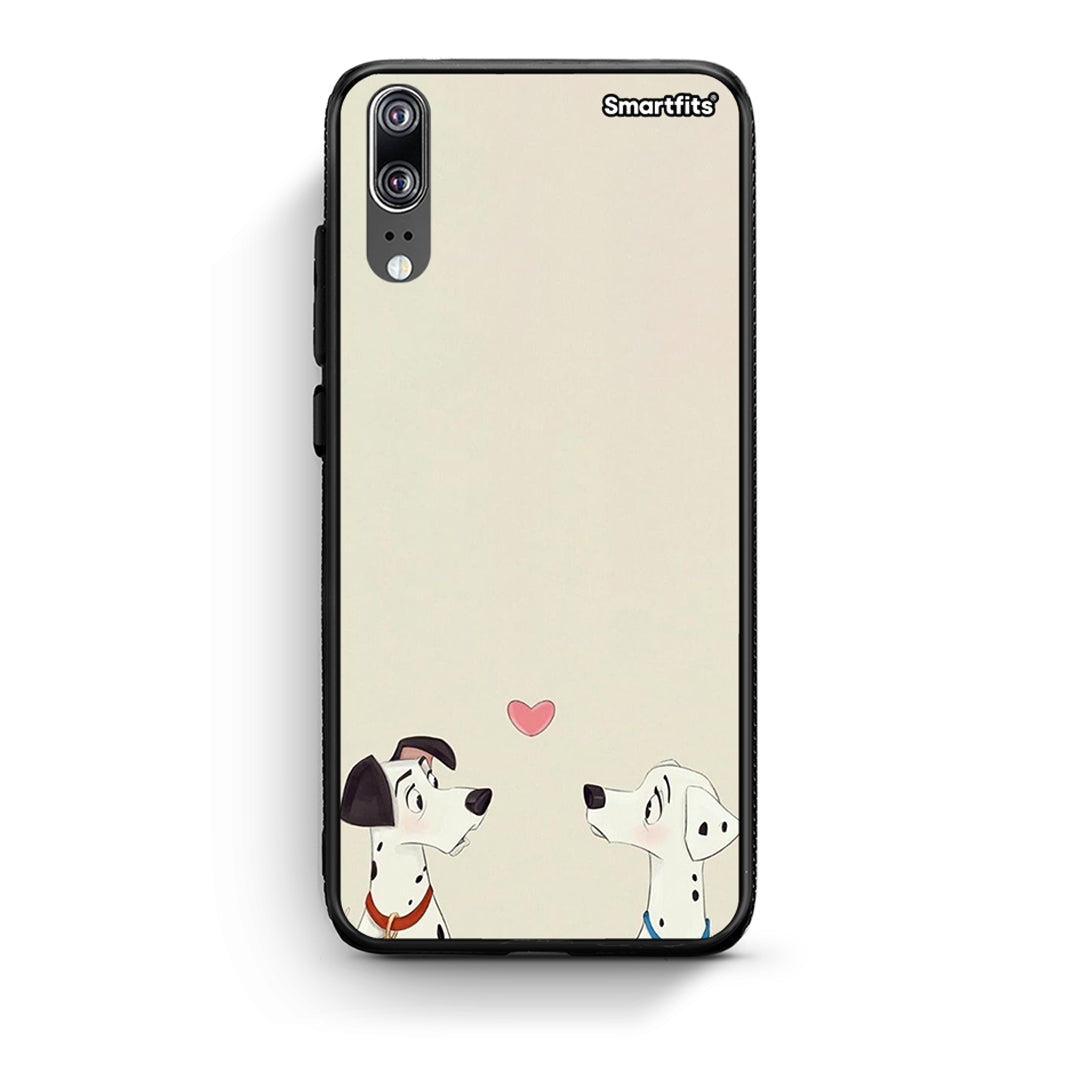 Huawei P20 Dalmatians Love θήκη από τη Smartfits με σχέδιο στο πίσω μέρος και μαύρο περίβλημα | Smartphone case with colorful back and black bezels by Smartfits