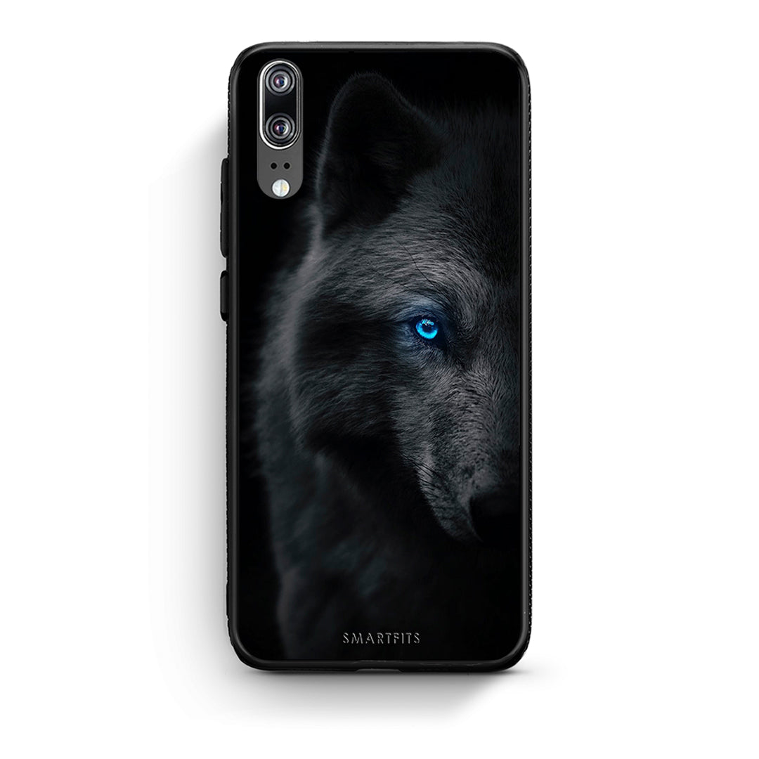 Huawei P20 Dark Wolf θήκη από τη Smartfits με σχέδιο στο πίσω μέρος και μαύρο περίβλημα | Smartphone case with colorful back and black bezels by Smartfits