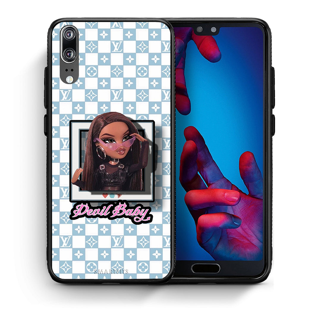 Θήκη Αγίου Βαλεντίνου Huawei P20 Devil Baby από τη Smartfits με σχέδιο στο πίσω μέρος και μαύρο περίβλημα | Huawei P20 Devil Baby case with colorful back and black bezels