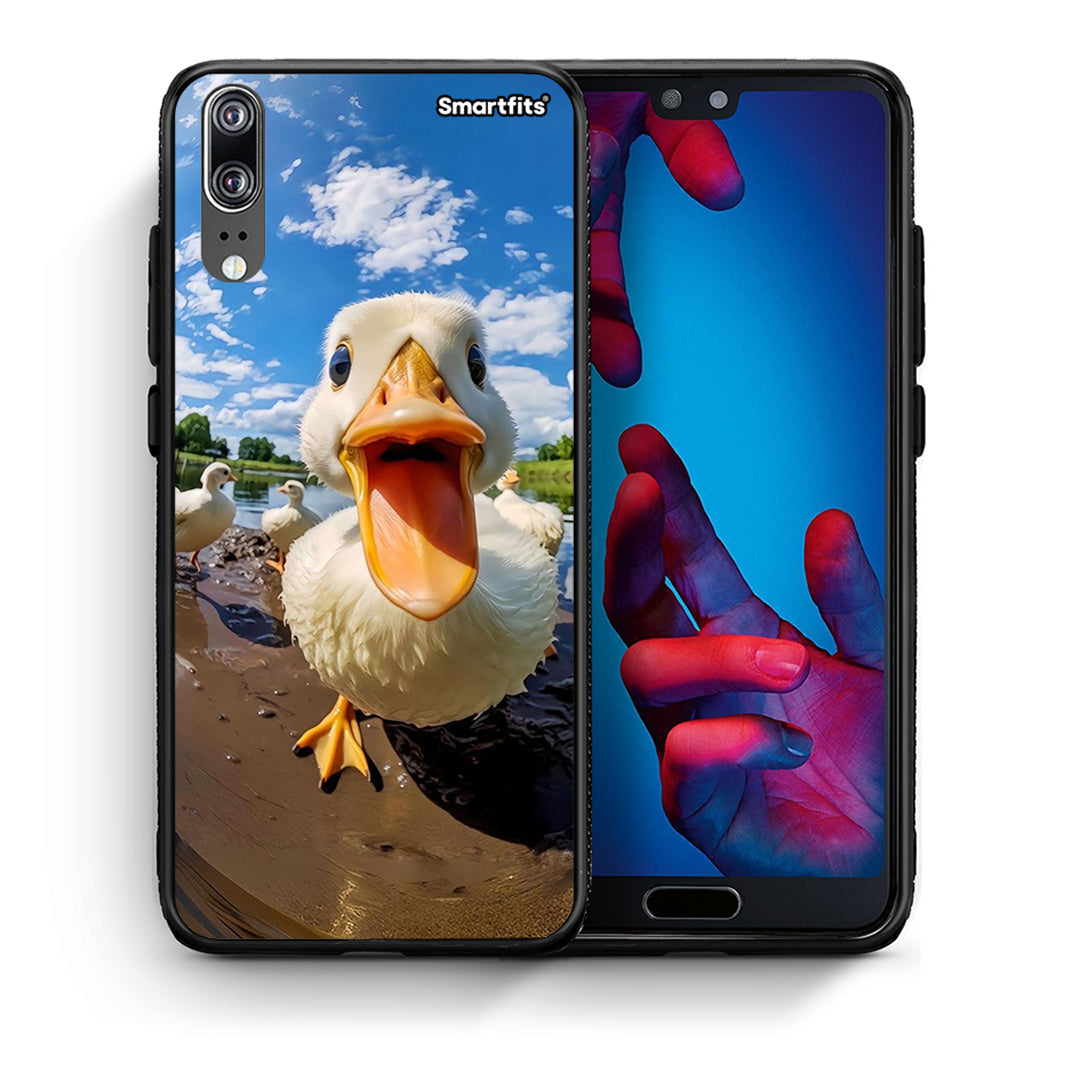 Θήκη Huawei P20 Duck Face από τη Smartfits με σχέδιο στο πίσω μέρος και μαύρο περίβλημα | Huawei P20 Duck Face case with colorful back and black bezels