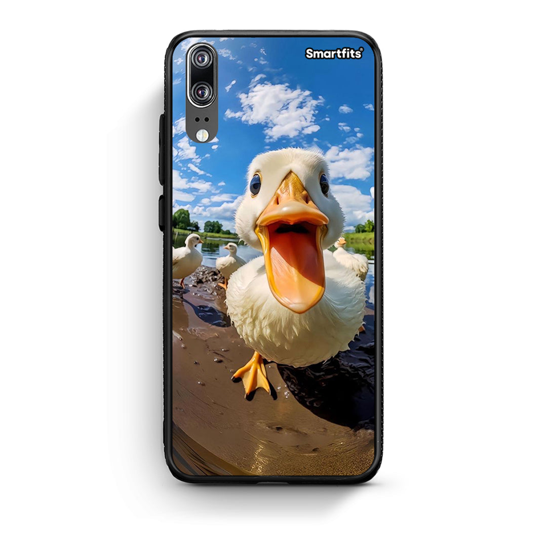 Huawei P20 Duck Face θήκη από τη Smartfits με σχέδιο στο πίσω μέρος και μαύρο περίβλημα | Smartphone case with colorful back and black bezels by Smartfits