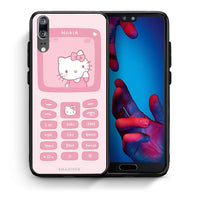 Thumbnail for Θήκη Αγίου Βαλεντίνου Huawei P20 Hello Kitten από τη Smartfits με σχέδιο στο πίσω μέρος και μαύρο περίβλημα | Huawei P20 Hello Kitten case with colorful back and black bezels