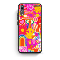 Thumbnail for Huawei P20 Hippie Love θήκη από τη Smartfits με σχέδιο στο πίσω μέρος και μαύρο περίβλημα | Smartphone case with colorful back and black bezels by Smartfits