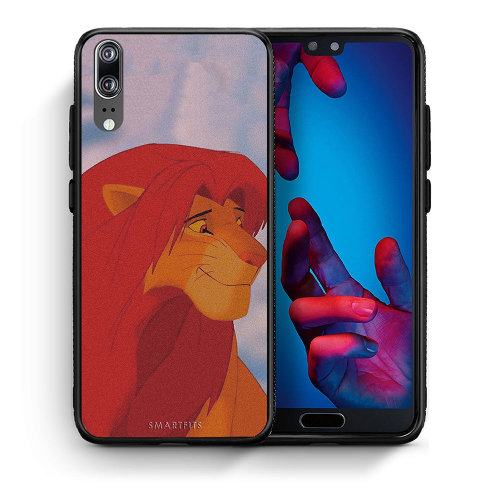 Θήκη Αγίου Βαλεντίνου Huawei P20 Lion Love 1 από τη Smartfits με σχέδιο στο πίσω μέρος και μαύρο περίβλημα | Huawei P20 Lion Love 1 case with colorful back and black bezels