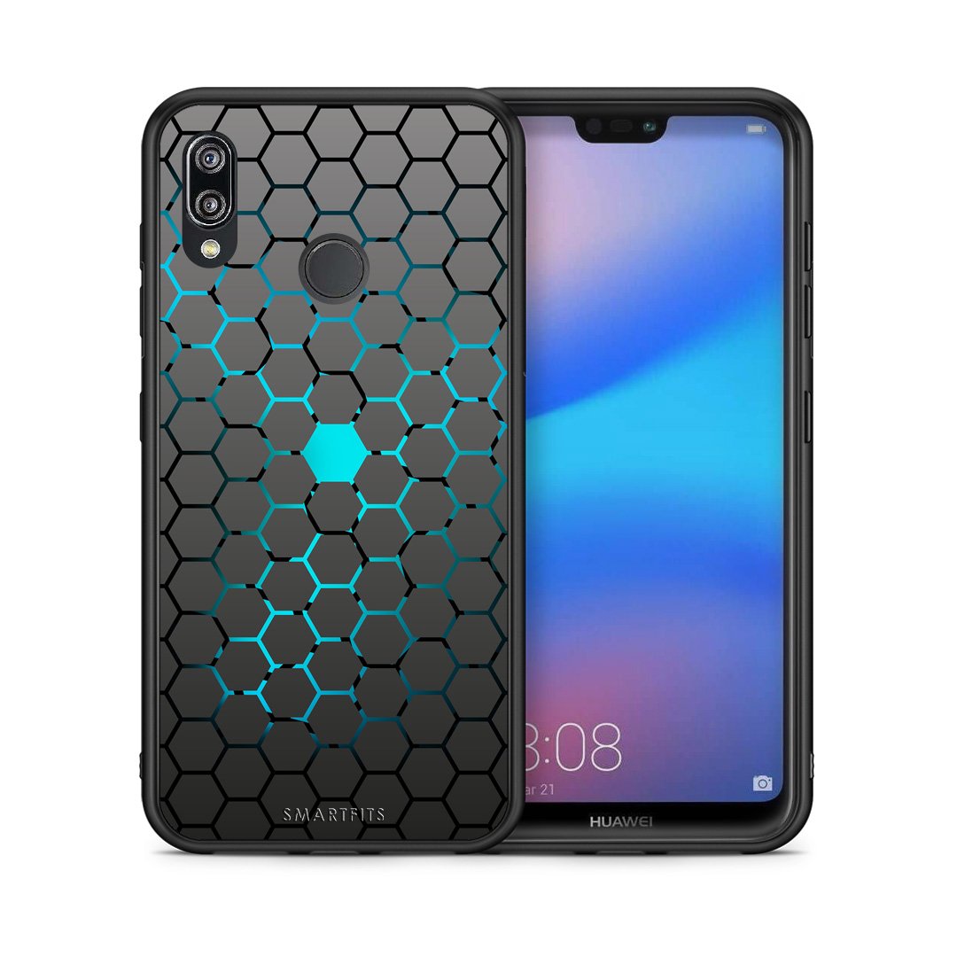 Θήκη Huawei P20 Lite Hexagonal Geometric από τη Smartfits με σχέδιο στο πίσω μέρος και μαύρο περίβλημα | Huawei P20 Lite Hexagonal Geometric case with colorful back and black bezels