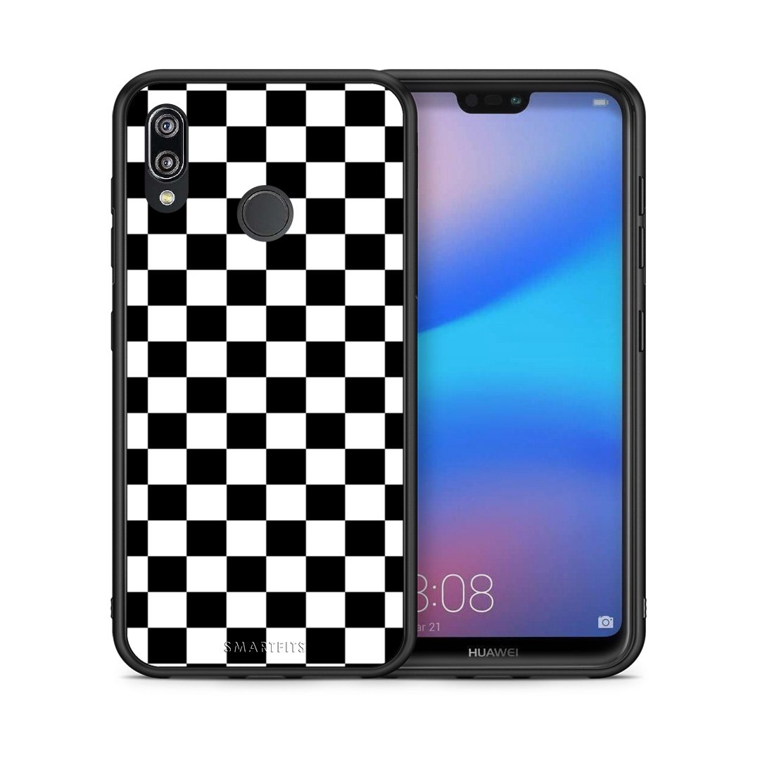 Θήκη Huawei P20 Lite Squares Geometric από τη Smartfits με σχέδιο στο πίσω μέρος και μαύρο περίβλημα | Huawei P20 Lite Squares Geometric case with colorful back and black bezels
