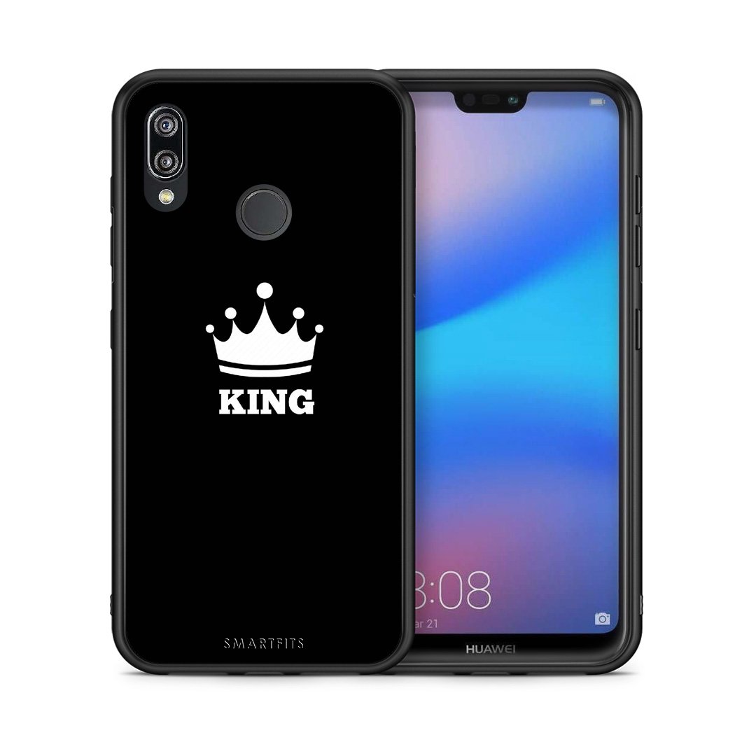 Θήκη Huawei P20 Lite King Valentine από τη Smartfits με σχέδιο στο πίσω μέρος και μαύρο περίβλημα | Huawei P20 Lite King Valentine case with colorful back and black bezels