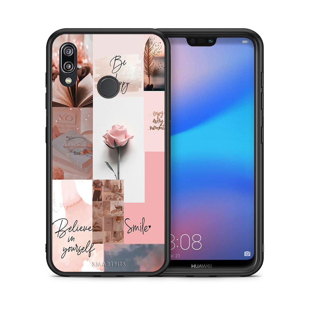 Θήκη Huawei P20 Lite Aesthetic Collage από τη Smartfits με σχέδιο στο πίσω μέρος και μαύρο περίβλημα | Huawei P20 Lite Aesthetic Collage case with colorful back and black bezels