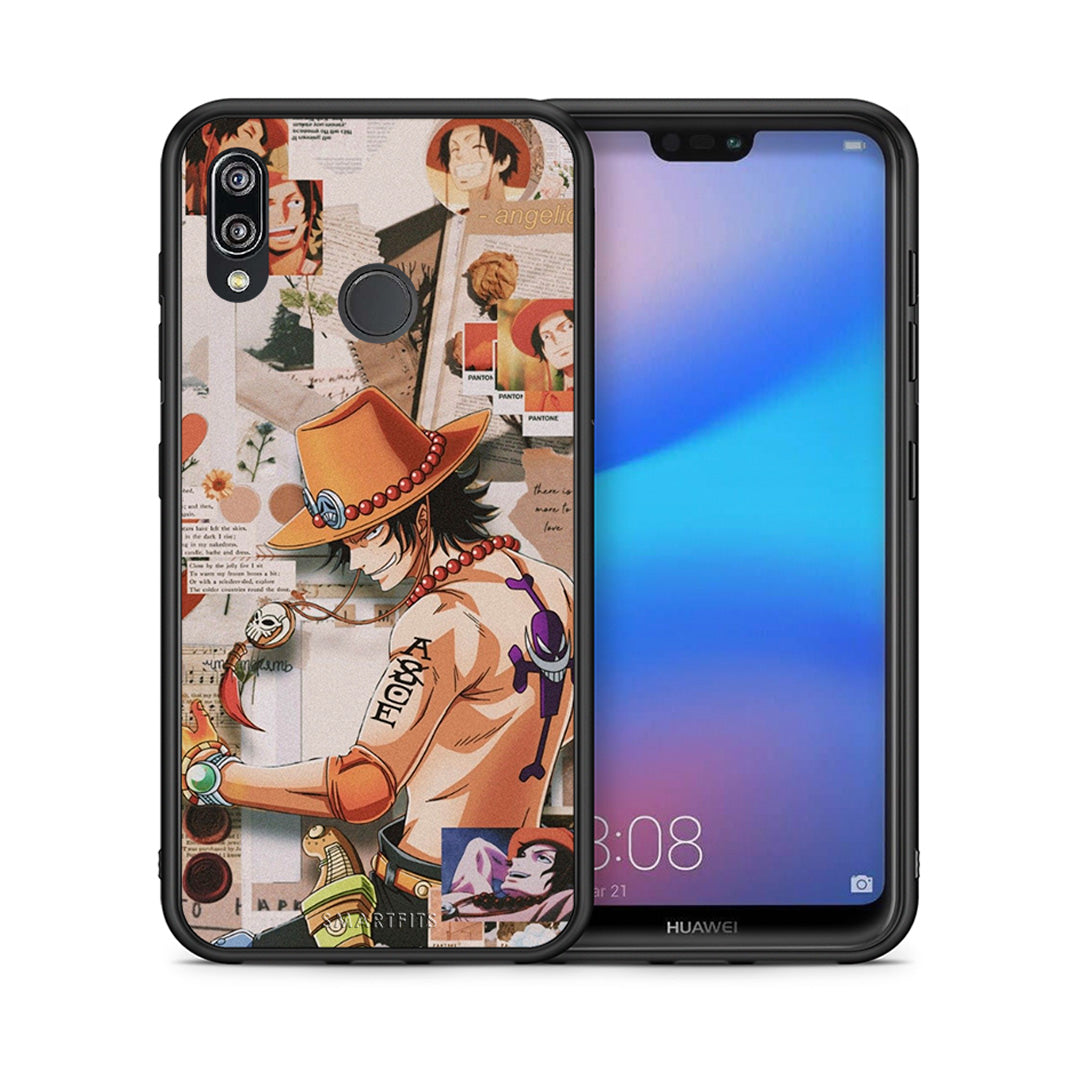 Θήκη Huawei P20 Lite Anime Collage από τη Smartfits με σχέδιο στο πίσω μέρος και μαύρο περίβλημα | Huawei P20 Lite Anime Collage case with colorful back and black bezels