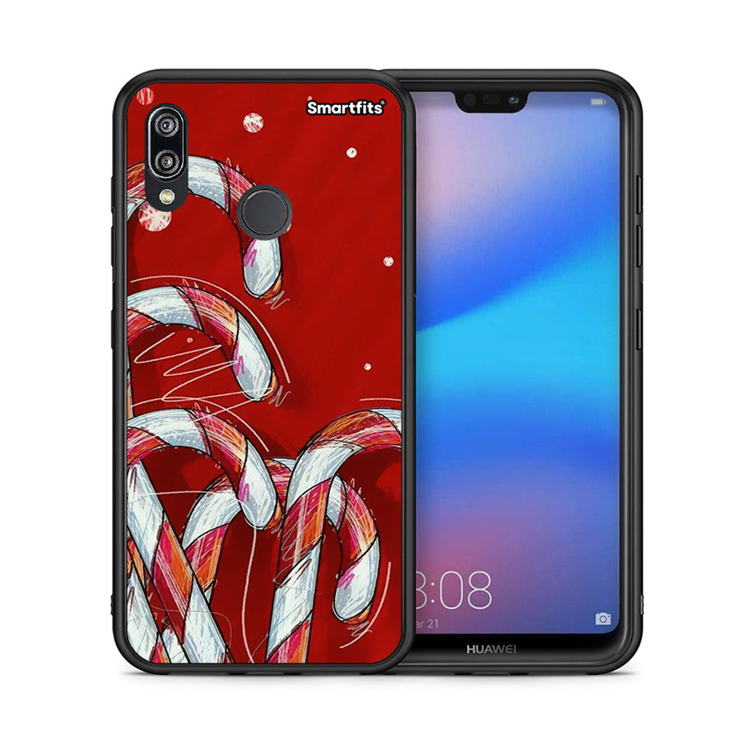 Θήκη Huawei P20 Lite Candy Cane από τη Smartfits με σχέδιο στο πίσω μέρος και μαύρο περίβλημα | Huawei P20 Lite Candy Cane case with colorful back and black bezels