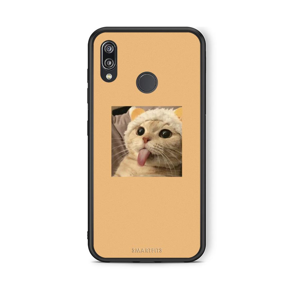 Huawei P20 Lite Cat Tongue θήκη από τη Smartfits με σχέδιο στο πίσω μέρος και μαύρο περίβλημα | Smartphone case with colorful back and black bezels by Smartfits