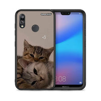 Thumbnail for Θήκη Huawei P20 Lite Cats In Love από τη Smartfits με σχέδιο στο πίσω μέρος και μαύρο περίβλημα | Huawei P20 Lite Cats In Love case with colorful back and black bezels