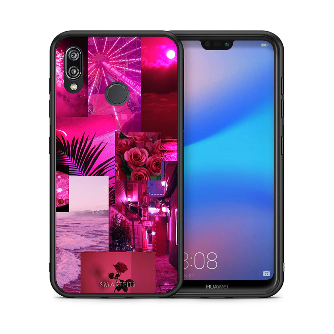 Θήκη Αγίου Βαλεντίνου Huawei P20 Lite Collage Red Roses από τη Smartfits με σχέδιο στο πίσω μέρος και μαύρο περίβλημα | Huawei P20 Lite Collage Red Roses case with colorful back and black bezels