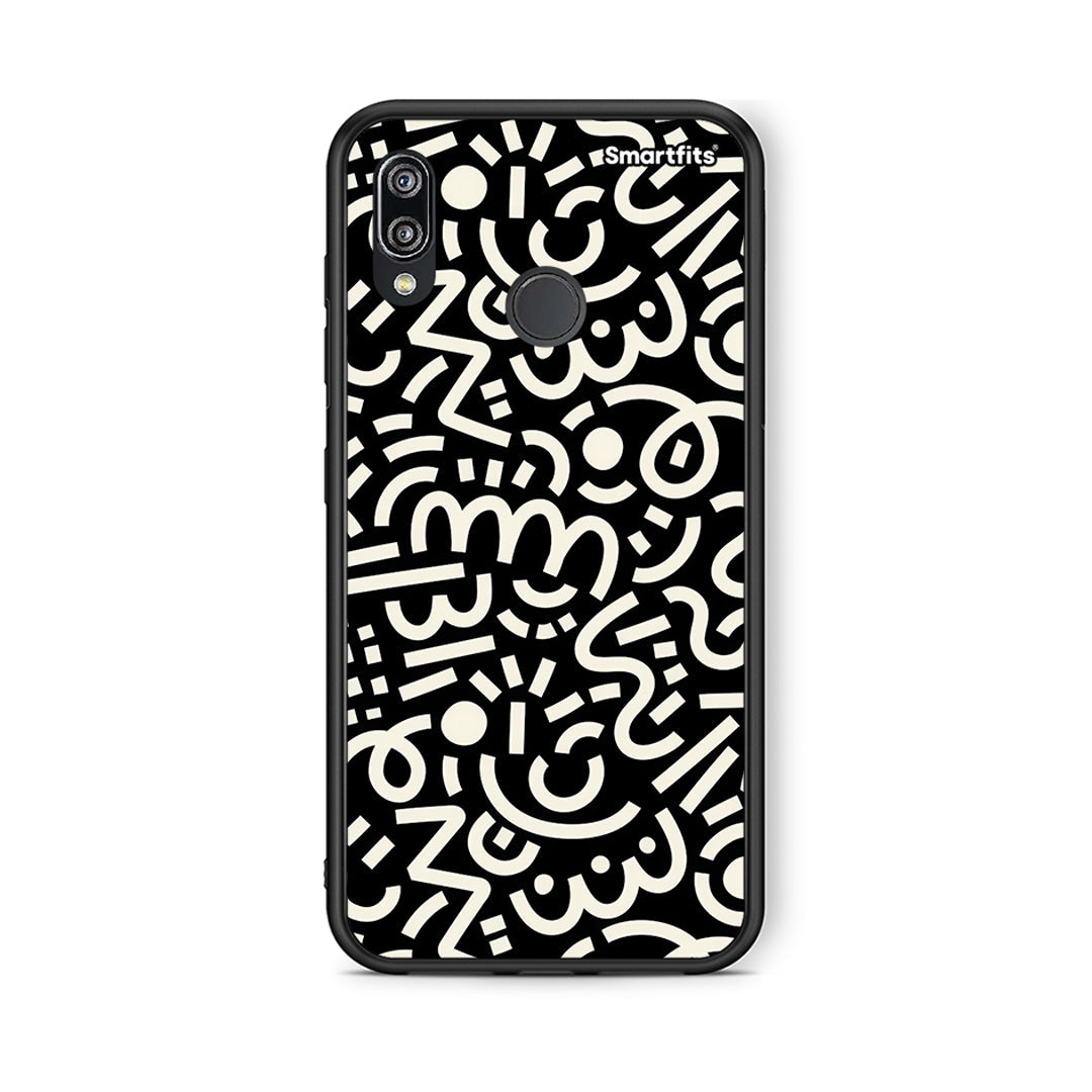 Huawei P20 Lite Doodle Art Θήκη από τη Smartfits με σχέδιο στο πίσω μέρος και μαύρο περίβλημα | Smartphone case with colorful back and black bezels by Smartfits