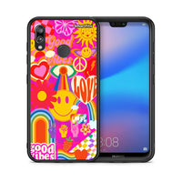 Thumbnail for Θήκη Huawei P20 Lite Hippie Love από τη Smartfits με σχέδιο στο πίσω μέρος και μαύρο περίβλημα | Huawei P20 Lite Hippie Love case with colorful back and black bezels