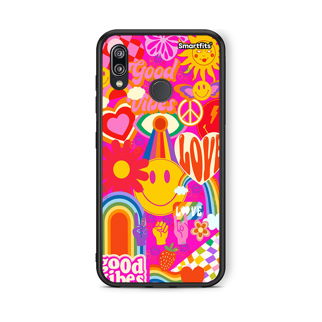 Huawei P20 Lite Hippie Love θήκη από τη Smartfits με σχέδιο στο πίσω μέρος και μαύρο περίβλημα | Smartphone case with colorful back and black bezels by Smartfits