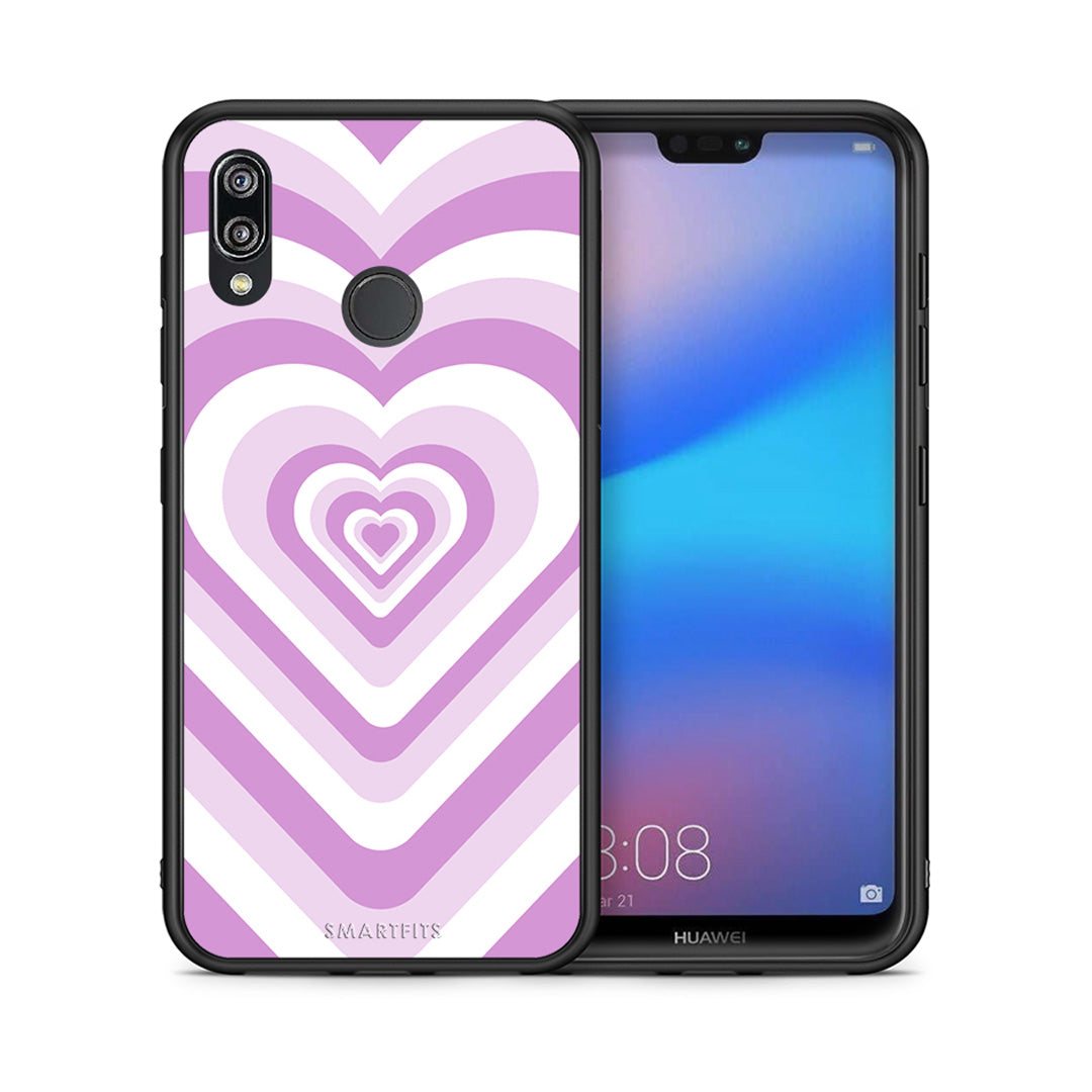 Θήκη Huawei P20 Lite Lilac Hearts από τη Smartfits με σχέδιο στο πίσω μέρος και μαύρο περίβλημα | Huawei P20 Lite Lilac Hearts case with colorful back and black bezels