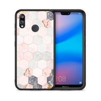 Thumbnail for Θήκη Huawei P20 Lite Hexagon Pink Marble από τη Smartfits με σχέδιο στο πίσω μέρος και μαύρο περίβλημα | Huawei P20 Lite Hexagon Pink Marble case with colorful back and black bezels