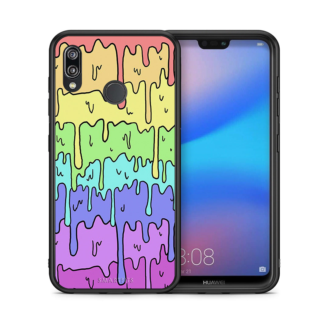 Θήκη Huawei P20 Lite Melting Rainbow από τη Smartfits με σχέδιο στο πίσω μέρος και μαύρο περίβλημα | Huawei P20 Lite Melting Rainbow case with colorful back and black bezels