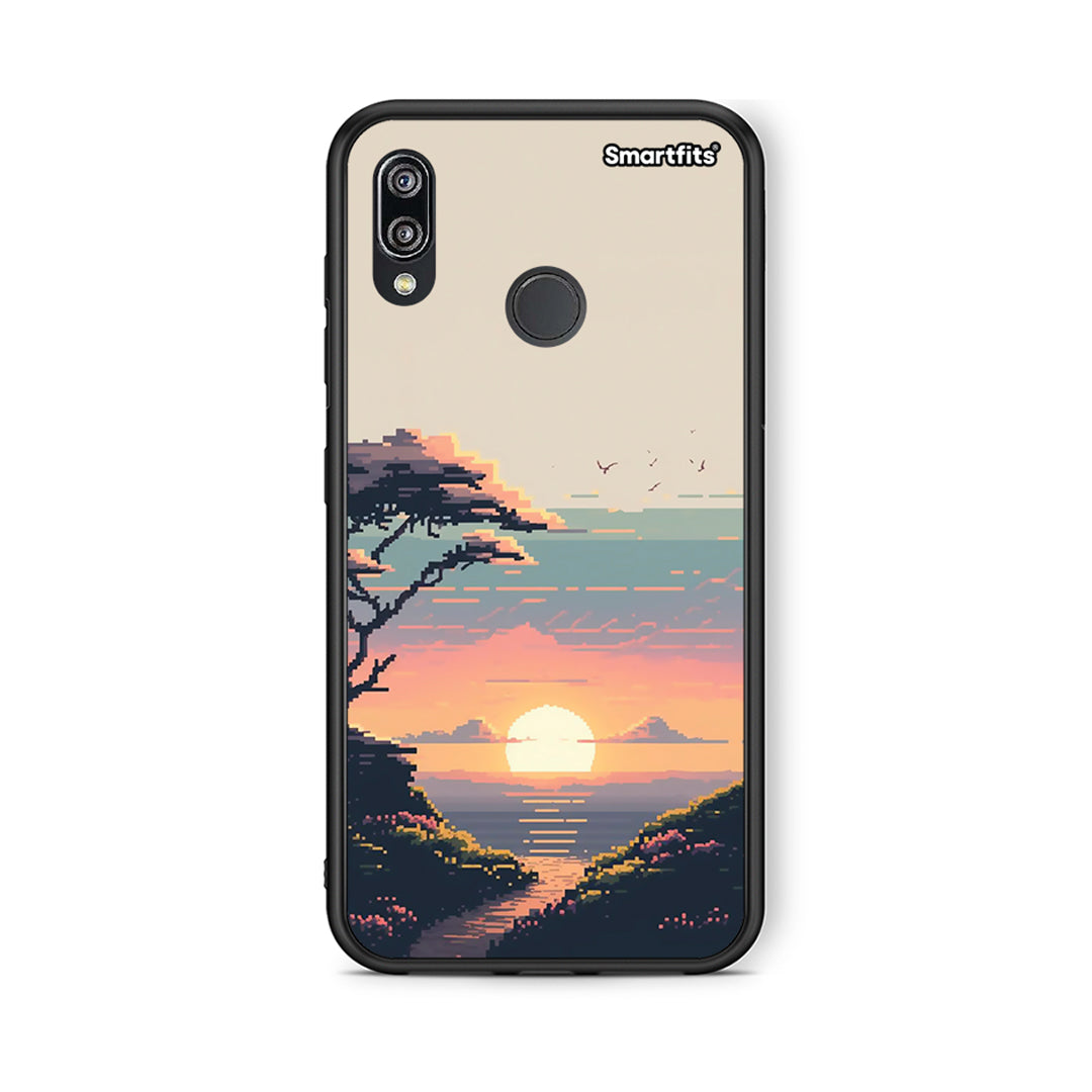 Huawei P20 Lite Pixel Sunset Θήκη από τη Smartfits με σχέδιο στο πίσω μέρος και μαύρο περίβλημα | Smartphone case with colorful back and black bezels by Smartfits