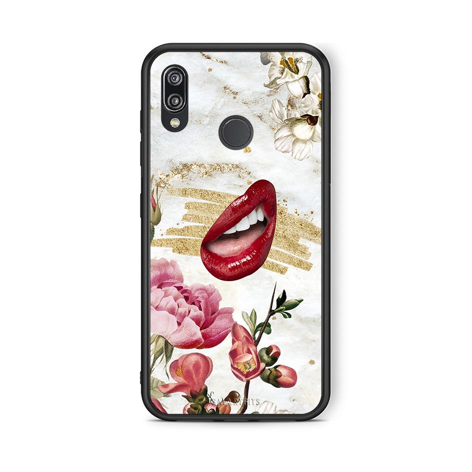 Huawei P20 Lite Red Lips θήκη από τη Smartfits με σχέδιο στο πίσω μέρος και μαύρο περίβλημα | Smartphone case with colorful back and black bezels by Smartfits