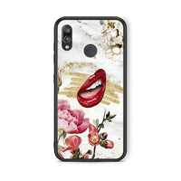 Thumbnail for Huawei P20 Lite Red Lips θήκη από τη Smartfits με σχέδιο στο πίσω μέρος και μαύρο περίβλημα | Smartphone case with colorful back and black bezels by Smartfits