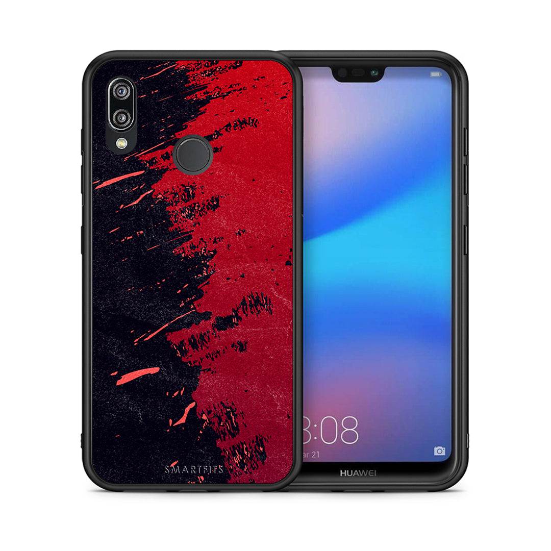 Θήκη Αγίου Βαλεντίνου Huawei P20 Lite Red Paint από τη Smartfits με σχέδιο στο πίσω μέρος και μαύρο περίβλημα | Huawei P20 Lite Red Paint case with colorful back and black bezels