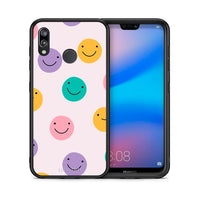 Thumbnail for Θήκη Huawei P20 Lite Smiley Faces από τη Smartfits με σχέδιο στο πίσω μέρος και μαύρο περίβλημα | Huawei P20 Lite Smiley Faces case with colorful back and black bezels