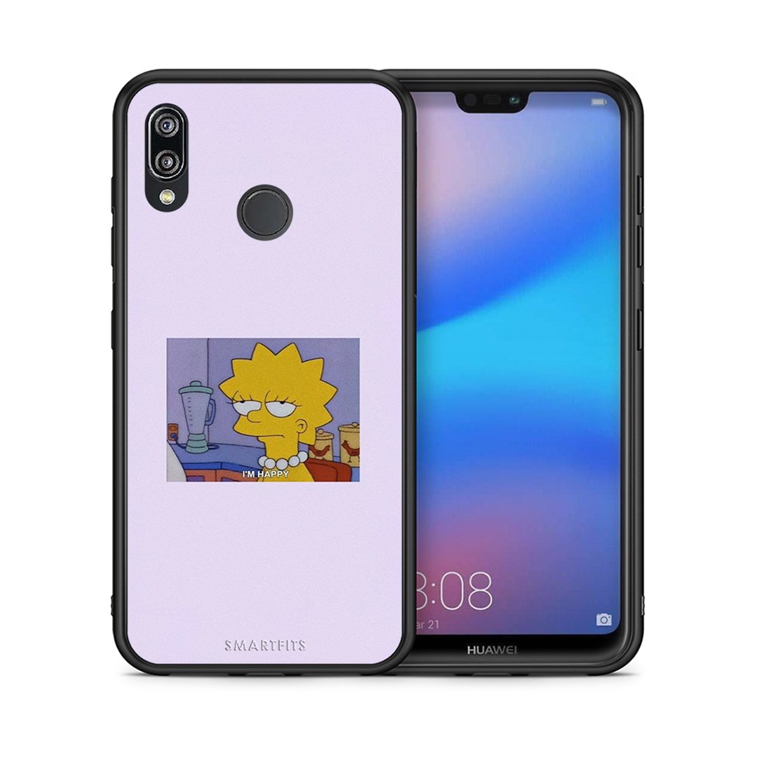 Θήκη Huawei P20 Lite So Happy από τη Smartfits με σχέδιο στο πίσω μέρος και μαύρο περίβλημα | Huawei P20 Lite So Happy case with colorful back and black bezels