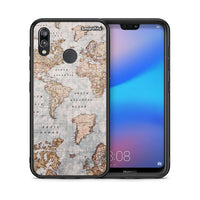 Thumbnail for Θήκη Huawei P20 Lite World Map από τη Smartfits με σχέδιο στο πίσω μέρος και μαύρο περίβλημα | Huawei P20 Lite World Map case with colorful back and black bezels