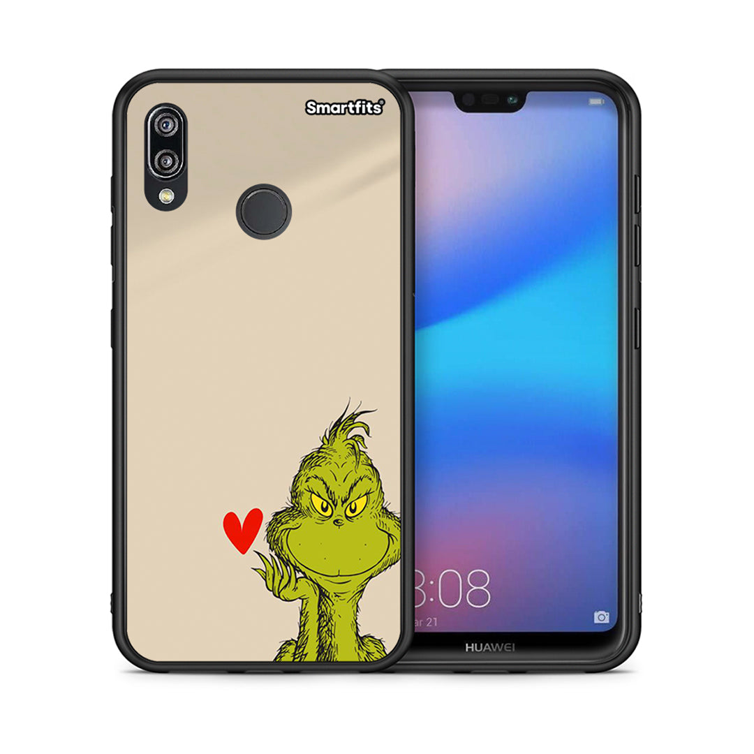 Θήκη Huawei P20 Lite Xmas Grinch από τη Smartfits με σχέδιο στο πίσω μέρος και μαύρο περίβλημα | Huawei P20 Lite Xmas Grinch case with colorful back and black bezels