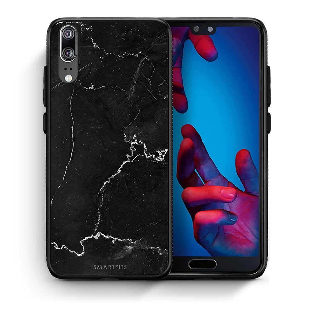 Θήκη Huawei P20 Marble Black από τη Smartfits με σχέδιο στο πίσω μέρος και μαύρο περίβλημα | Huawei P20 Marble Black case with colorful back and black bezels