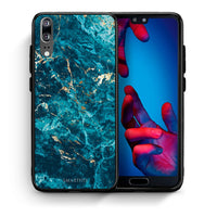 Thumbnail for Θήκη Huawei P20 Marble Blue από τη Smartfits με σχέδιο στο πίσω μέρος και μαύρο περίβλημα | Huawei P20 Marble Blue case with colorful back and black bezels