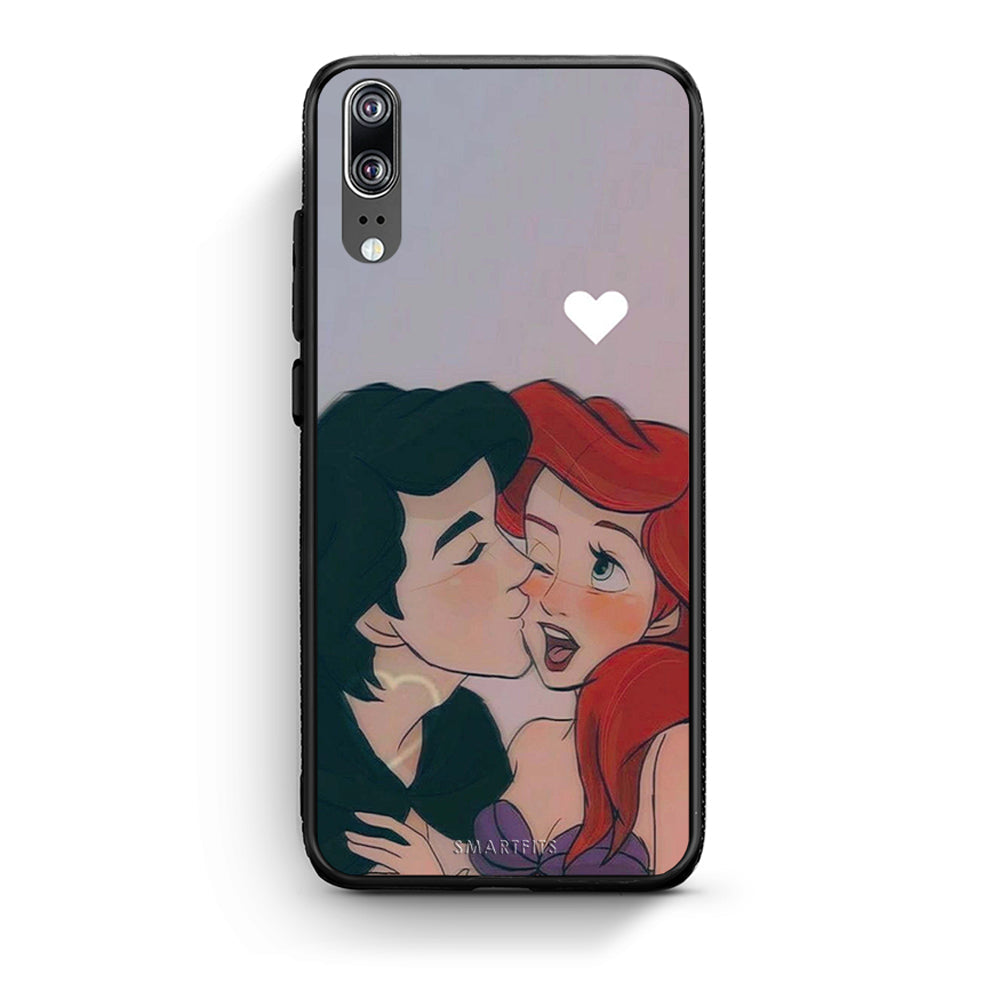 Huawei P20 Mermaid Love Θήκη Αγίου Βαλεντίνου από τη Smartfits με σχέδιο στο πίσω μέρος και μαύρο περίβλημα | Smartphone case with colorful back and black bezels by Smartfits