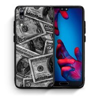 Thumbnail for Θήκη Huawei P20 Money Dollars από τη Smartfits με σχέδιο στο πίσω μέρος και μαύρο περίβλημα | Huawei P20 Money Dollars case with colorful back and black bezels
