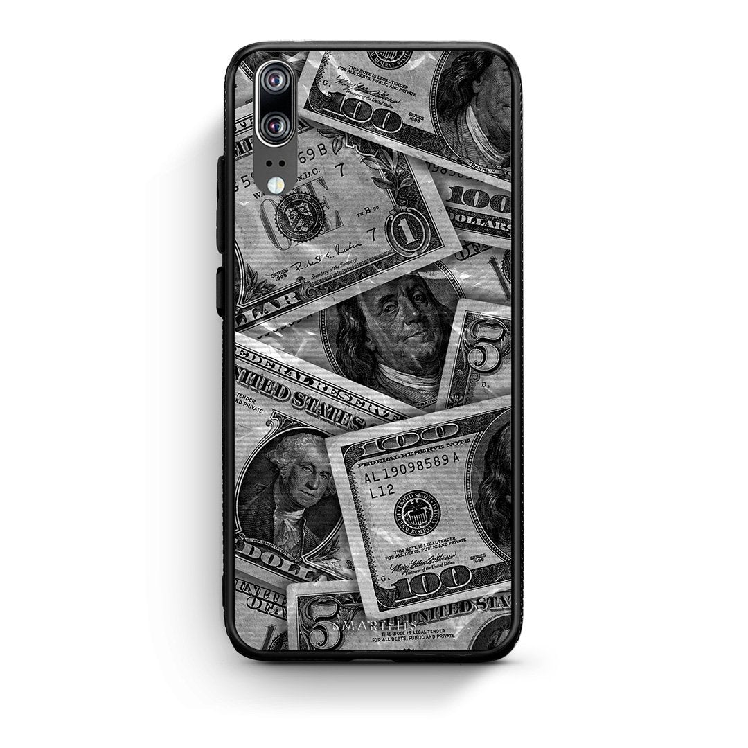 Huawei P20 Money Dollars θήκη από τη Smartfits με σχέδιο στο πίσω μέρος και μαύρο περίβλημα | Smartphone case with colorful back and black bezels by Smartfits