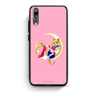 Thumbnail for Huawei P20 Moon Girl θήκη από τη Smartfits με σχέδιο στο πίσω μέρος και μαύρο περίβλημα | Smartphone case with colorful back and black bezels by Smartfits