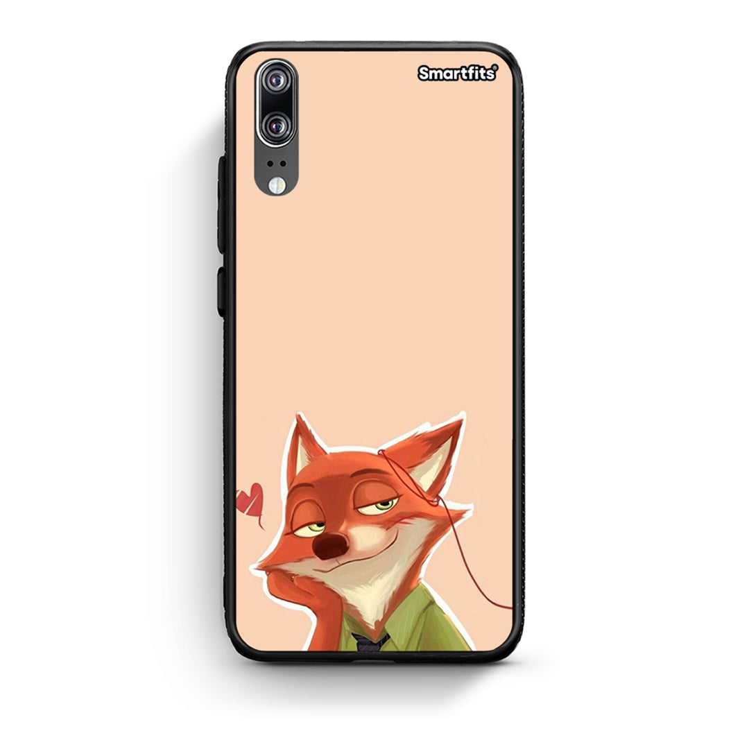 Huawei P20 Nick Wilde And Judy Hopps Love 1 θήκη από τη Smartfits με σχέδιο στο πίσω μέρος και μαύρο περίβλημα | Smartphone case with colorful back and black bezels by Smartfits