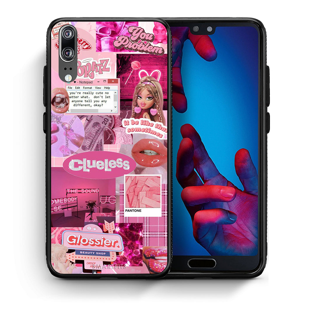 Θήκη Αγίου Βαλεντίνου Huawei P20 Pink Love από τη Smartfits με σχέδιο στο πίσω μέρος και μαύρο περίβλημα | Huawei P20 Pink Love case with colorful back and black bezels