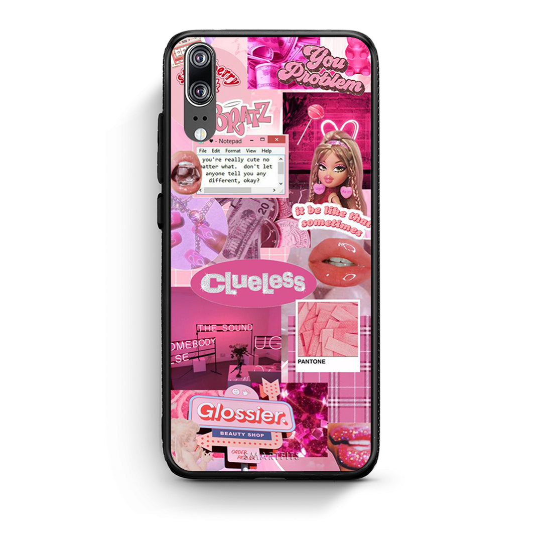 Huawei P20 Pink Love Θήκη Αγίου Βαλεντίνου από τη Smartfits με σχέδιο στο πίσω μέρος και μαύρο περίβλημα | Smartphone case with colorful back and black bezels by Smartfits