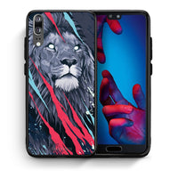 Thumbnail for Θήκη Huawei P20 Lion Designer PopArt από τη Smartfits με σχέδιο στο πίσω μέρος και μαύρο περίβλημα | Huawei P20 Lion Designer PopArt case with colorful back and black bezels