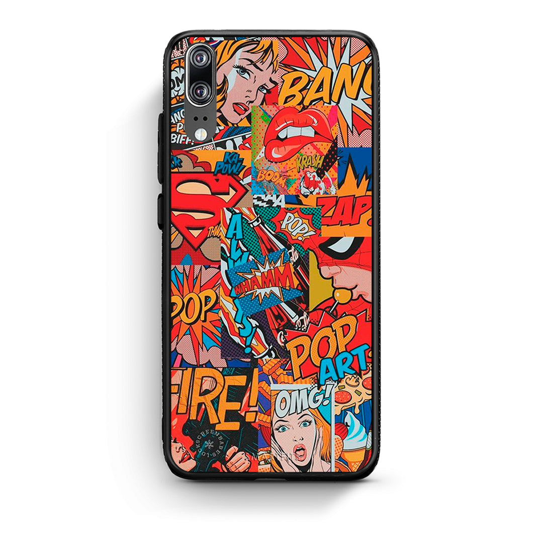 Huawei P20 PopArt OMG θήκη από τη Smartfits με σχέδιο στο πίσω μέρος και μαύρο περίβλημα | Smartphone case with colorful back and black bezels by Smartfits