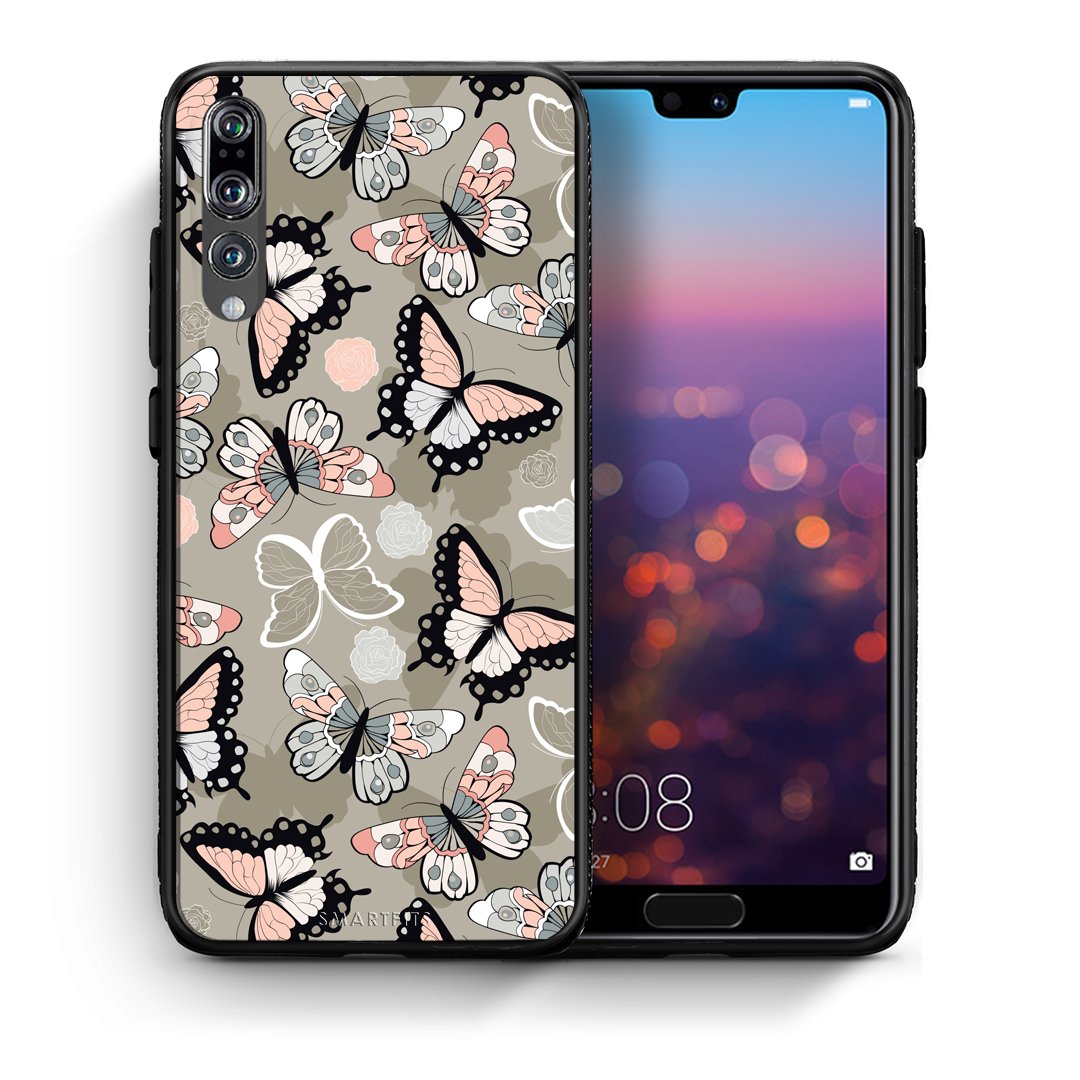 Θήκη Huawei P20 Pro Butterflies Boho από τη Smartfits με σχέδιο στο πίσω μέρος και μαύρο περίβλημα | Huawei P20 Pro Butterflies Boho case with colorful back and black bezels